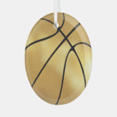 Golden Basketball Ornament Aus Glas (Vorderseite links)