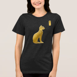 Golden Bastet - Ägyptische Katze-Göttin Tri-Blend Shirt