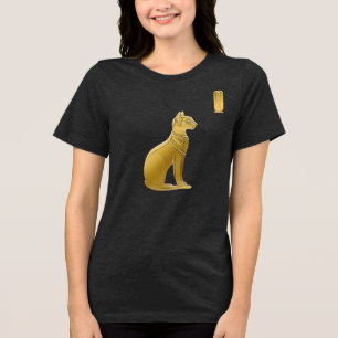 Golden Bastet - Ägyptische Katze-Göttin Tri-Blend Shirt