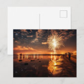 Golden Beach Feuerwerk Postkarte (Vorne/Hinten)
