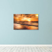Golden Beach Sunset Cloudy Sky Leinwanddruck (Insitu (Holzboden))