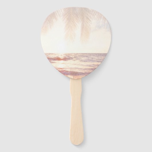 Golden Beach Watercolor Hochzeit Fächer (Rückseite)