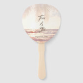 Golden Beach Watercolor Hochzeit Fächer (Vorderseite)