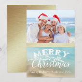 Golden Beaches Tropisches Foto Weihnachtskarte Feiertagskarte (Vorne/Hinten)