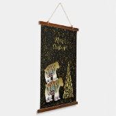 Golden Bear Frohe Weihnachtsbaum Nordic Wall Deco Wandteppich Mit Holzrahmen (Gewinkelt)