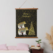 Golden Bear Frohe Weihnachtsbaum Nordic Wall Deco Wandteppich Mit Holzrahmen (Schlafzimmer)