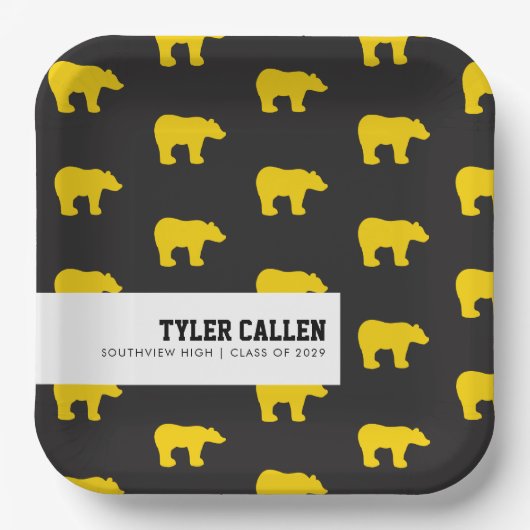 Golden Bear Graduation Party Pappteller (Vorderseite)