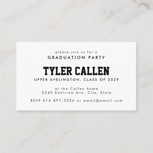 Golden Bear Varsity Text-only Grad Party Begleitkarte (Vorderseite)