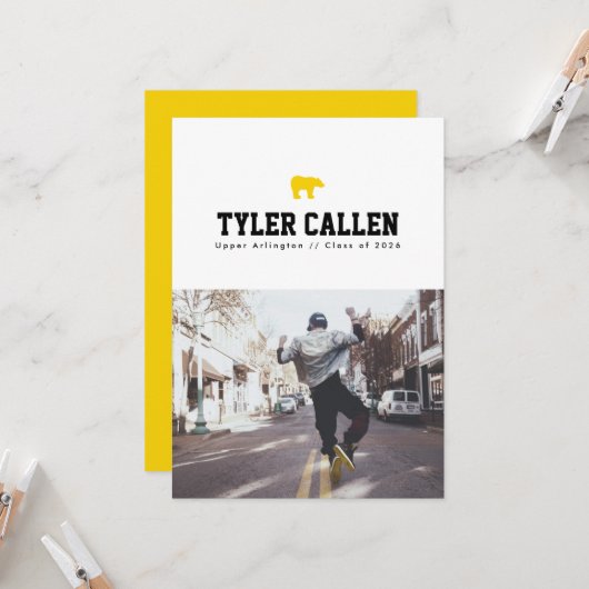 Golden Bear Varsity Text-only Rückseite Einladung (Vorderseite/Rückseite Beispiel)