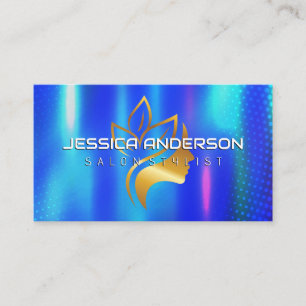 Golden Beauty Logo   Blue Metallic Background Visitenkarte