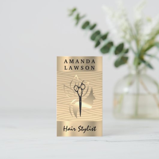 Golden Beauty Logo | Weave Pattern Visitenkarte (Stehend Vorderseite)