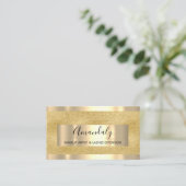 Golden Beauty Shop Makeup Artist Business Card Visitenkarte (Stehend Vorderseite)