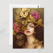 Golden Beauty Steampunk Digitale Kunst Postkarte (Vorne/Hinten)