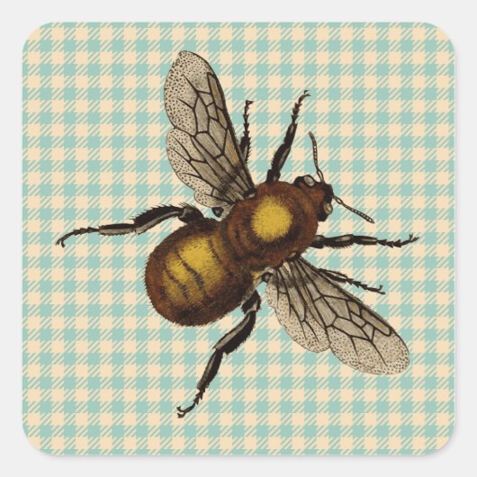 Golden Bee Art Quadratischer Aufkleber (Vorderseite)