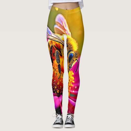 Golden Bee Blume Magic Light Design Leggings (Vorderseite)