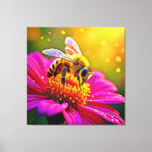 Golden Bee Blume Magic Light Design Leinwanddruck (Vorderseite)