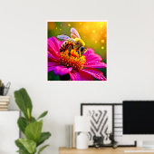Golden Bee Blume Magic Light Design Poster (Heimbüro)