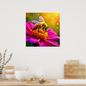 Golden Bee Blume Magic Light Design Poster (Küche)