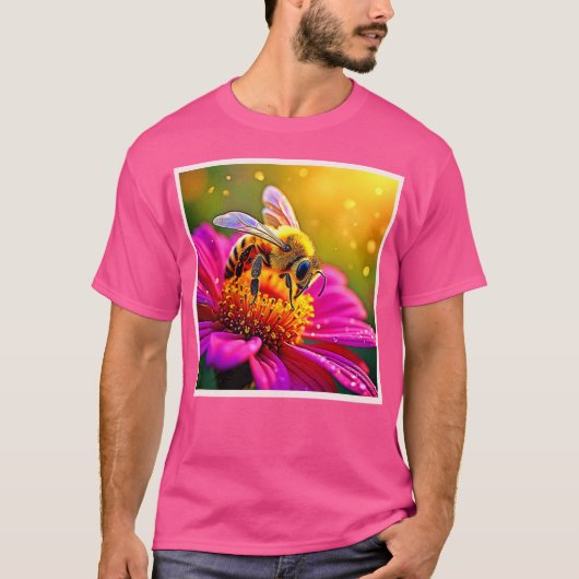 Golden Bee Blume Magic Light Design T-Shirt (Vorderseite)