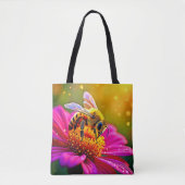 Golden Bee Blume Magic Light Design Tasche (Vorderseite)
