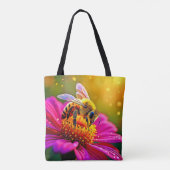 Golden Bee Blume Magic Light Design Tasche (Rückseite)