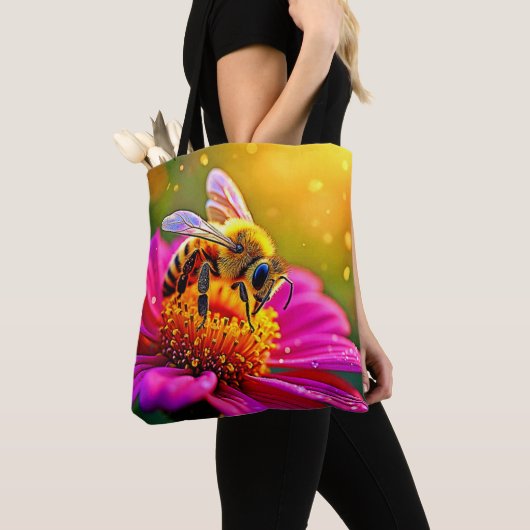Golden Bee Blume Magic Light Design Tasche (Von Nahem)