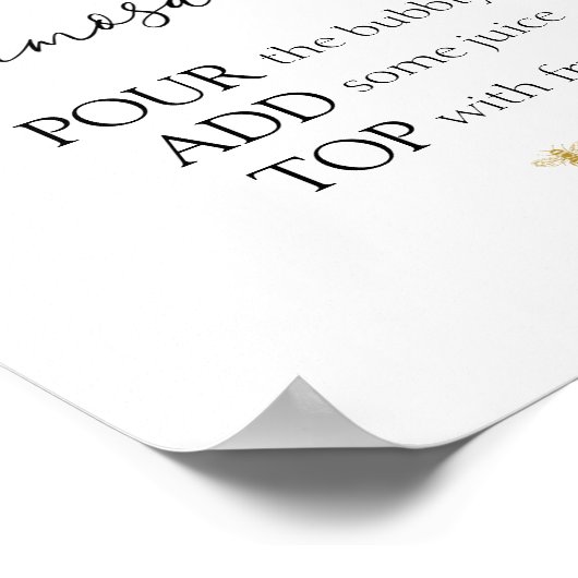 Golden Bee Dusche Mimosa Bar Sign Poster (Ecke)