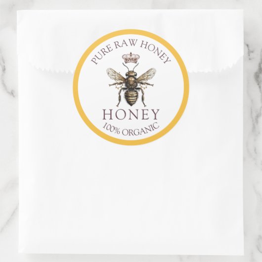 Golden Bee Honey Label Runder Aufkleber (Tasche)