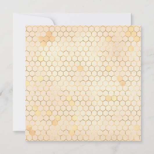 Golden Bee Navy Blue Baby Dusche Einladung (Rückseite)