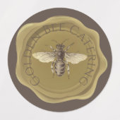 Golden Bee on Brown Personalisiert Wax Siegel Labe Etiketten (Design 2)