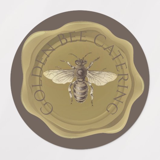 Golden Bee on Brown Personalisiert Wax Siegel Labe Etiketten (Design 2)