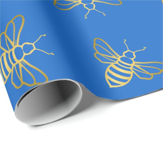 Golden Bee Pattern Geschenkpapier (Rolleneckpunkt)