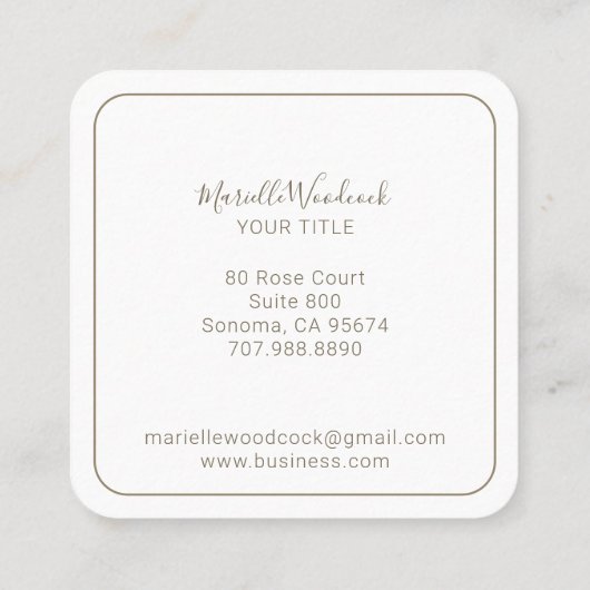 Golden Bee Rose Floral Laurel Quadratische Visitenkarte (Rückseite)