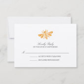 Golden Bee Watercolor Wedding RSVP Response Karte (Vorderseite)