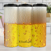 Golden Beer Nah-up Foam Bubbles Thermosbecher