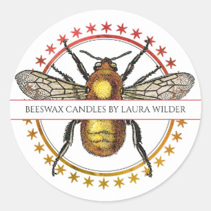 Golden Beeswax Kerzen Handgemachte Produktkennzeic Runder Aufkleber