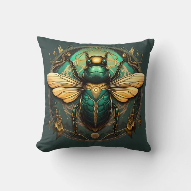 Golden Beetle Emblem Pillow - Embrace Elegance Kissen (Vorderseite)