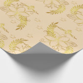 Golden Beige Blume Gemustert Geschenkpapier (Ecke)