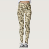 Golden Beige Crowded Dog Face Repeat Pattern Leggings (Vorderseite)