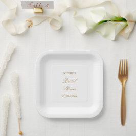Golden Beige Script Brautparty Paper Teller