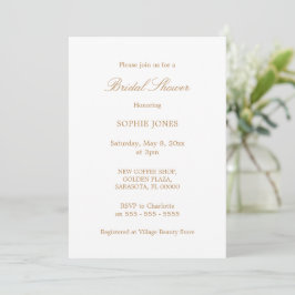 Golden Beige Script Bridal Dusche Einladung