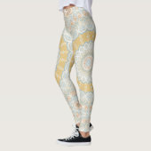 Golden Beige und Blue Mandala Design Leggings (Links)