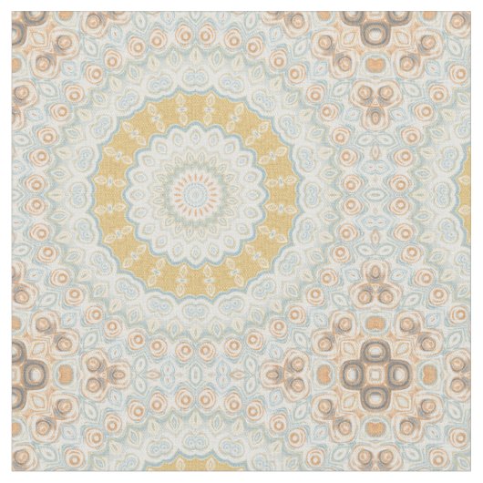 Golden Beige und Blue Mandala Design Stoff (Nahaufnahme)