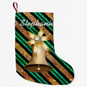 Golden Bell Green Gold & Black Imitats Glitzer Kleiner Weihnachtsstrumpf (Vorderseite)