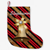 Golden Bell Red Gold & Black Imitats Glitzer Kleiner Weihnachtsstrumpf (Vorderseite)