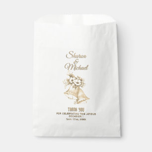 Golden Bells bevorzugen Bag-Namen und Datum Geschenktütchen