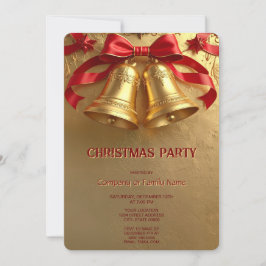 Golden Bells Christmas Holiday Party Invitation Einladung