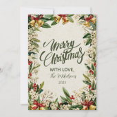 Golden Bells Holly Christmas Feiertagskarte (Vorderseite)