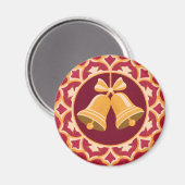 Golden Bells in a Circular Frame Magnet (Vorderseite/Rückseite)