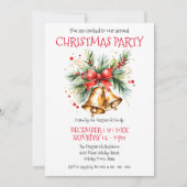 Golden Bells mit Red Bow und Pine Christmas Einladung (Vorderseite)